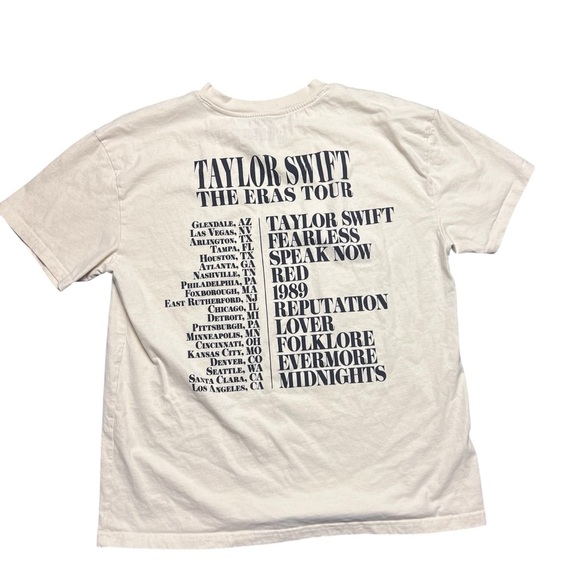 Taylor Swift The Eras Tour US Dates T-Shirt Cream Beige Official Merch Large - Picture 2 of 3